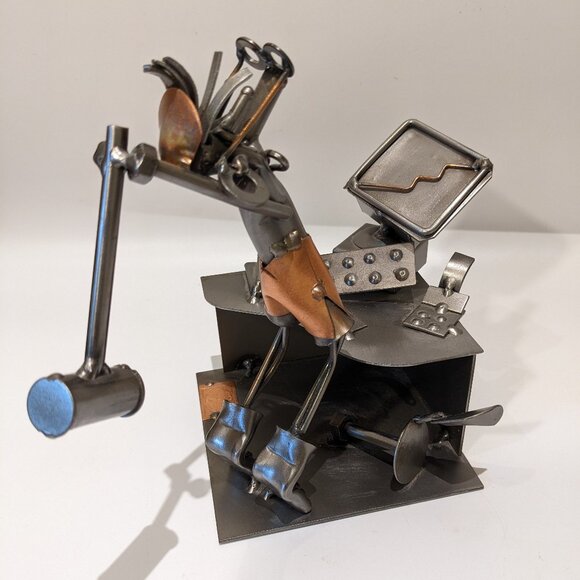 Vintage Hinz & Kunst Metal Sculpture “Computer Rage” – Nuts & Bolts Art Geek - Picture 4 of 11